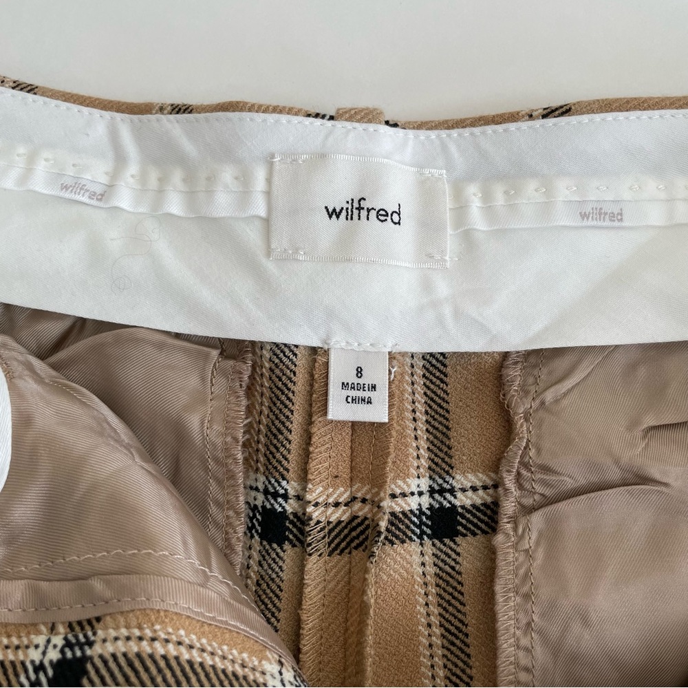 Aritzia Wilfred Carrot Windowpane Plaid Check Trouser Pant Camel Tan - Picture 6 of 14